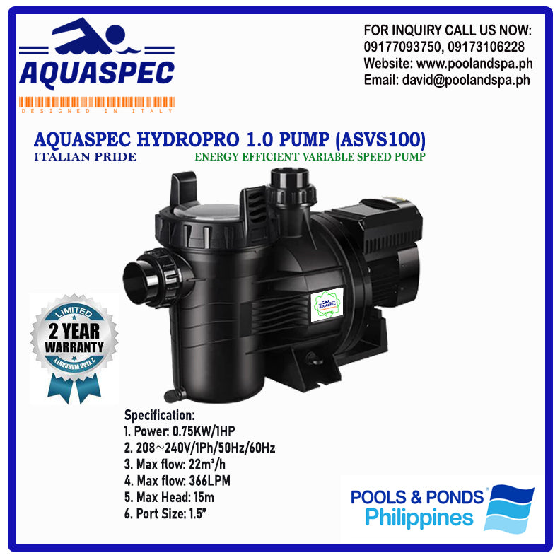 AQUASPEC HYDROPRO VARIABLE SPEED POOL PUMPS - ASVS