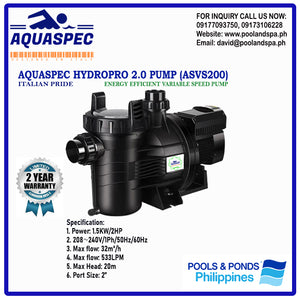 AQUASPEC HYDROPRO VARIABLE SPEED POOL PUMPS - ASVS