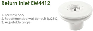 Emaux Inlet Fittings - Return Inlet for Vinyl Pool  EM4412 - poolandspa.ph