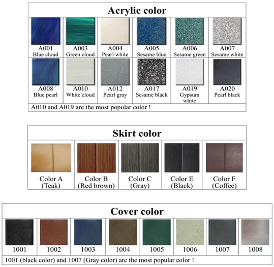 Jacuzzi Color Chart - poolandspa.ph